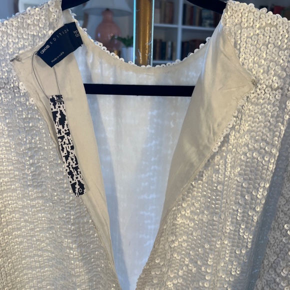 ASOS Édition White Sequin Blouson Sleeve Dress - Picture 5 of 6